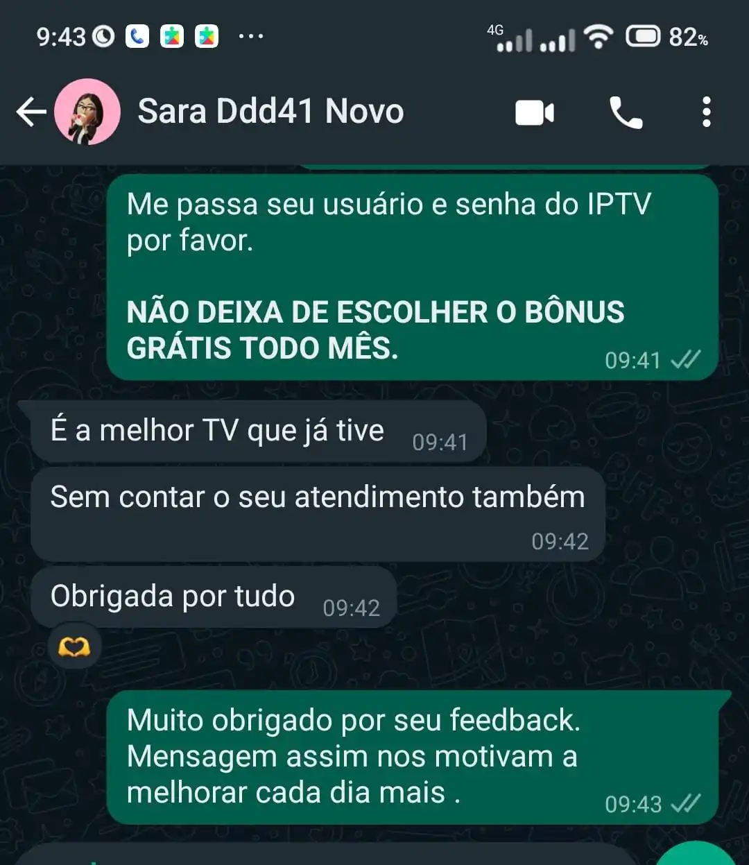 Captura de tela da conversa do cliente 1