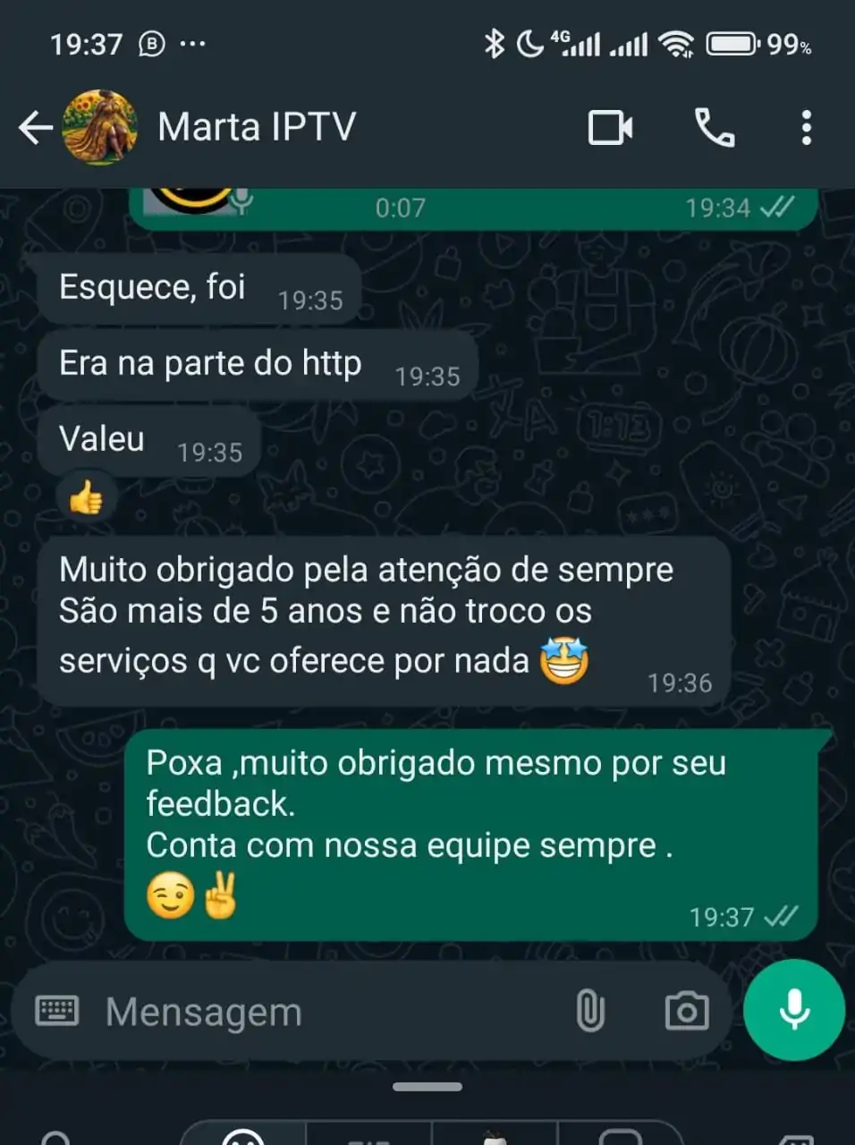 Captura de tela da conversa do cliente 10