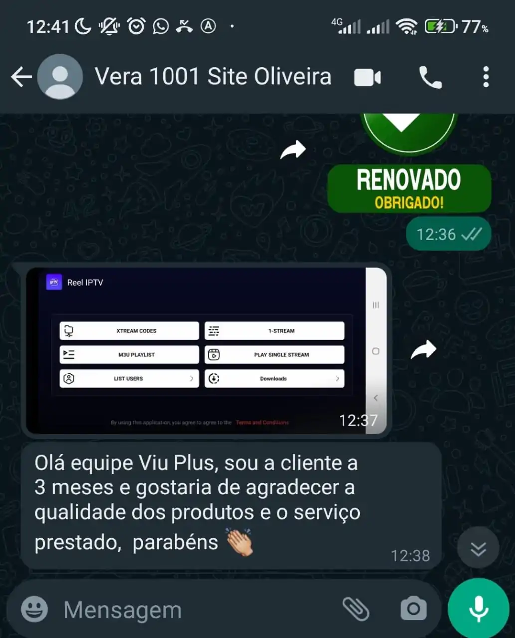 Captura de tela da conversa do cliente 3