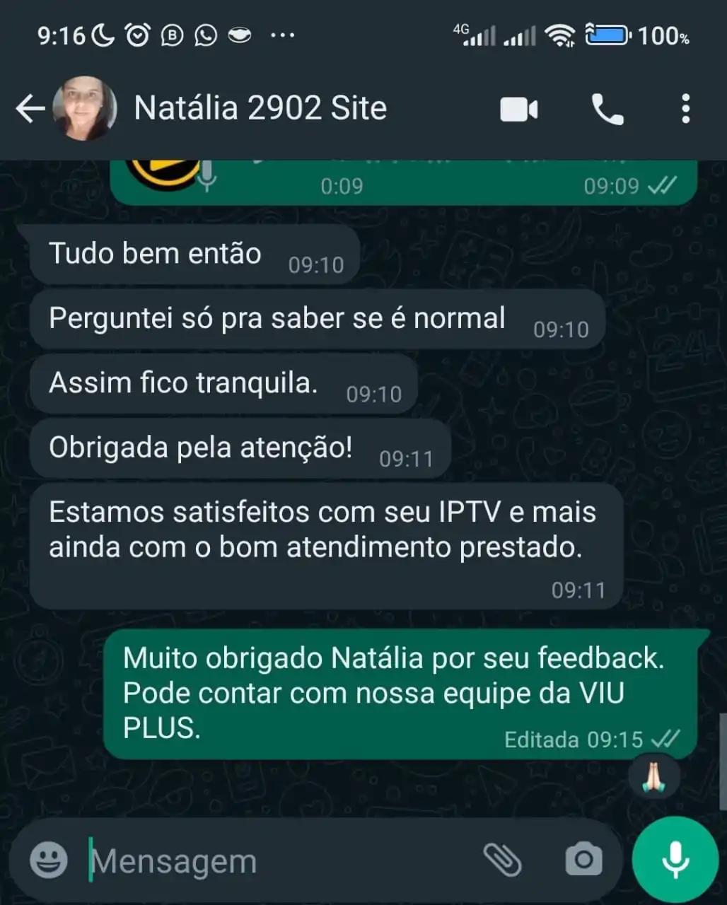Captura de tela da conversa do cliente 4