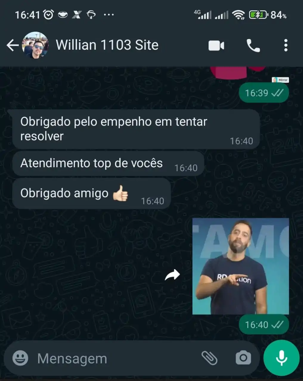 Captura de tela da conversa do cliente 5