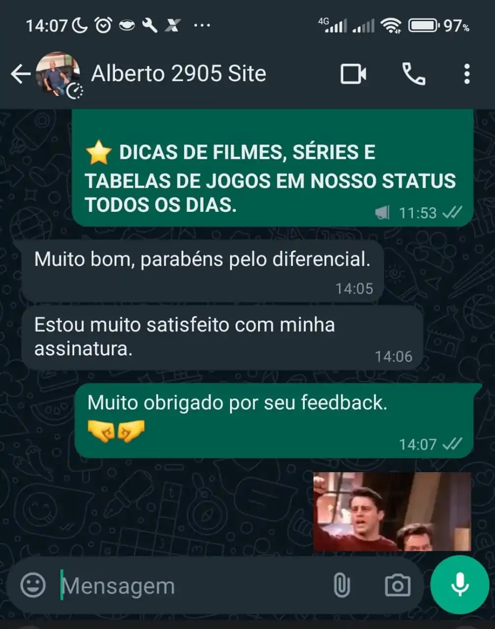 Captura de tela da conversa do cliente 7