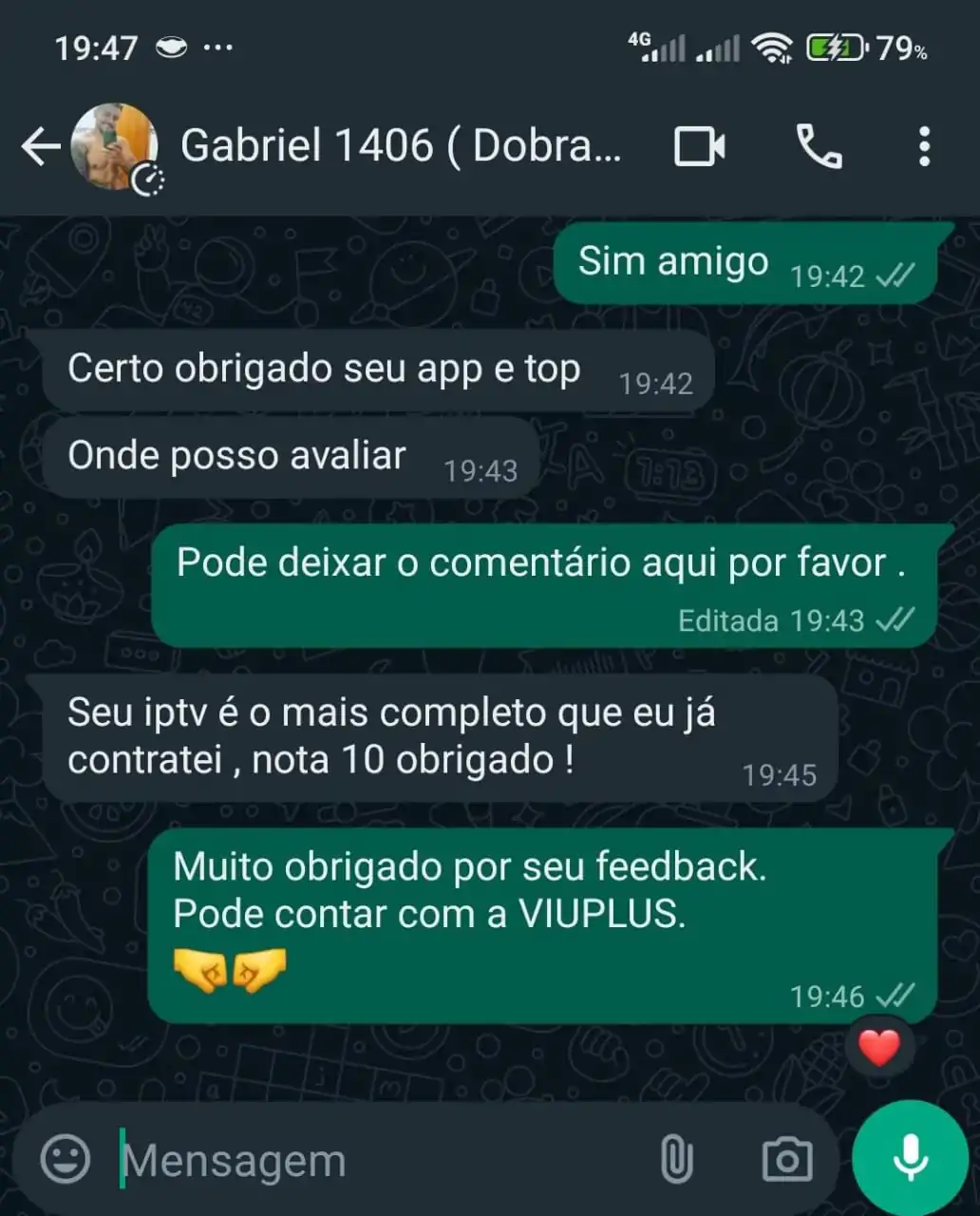 Captura de tela da conversa do cliente 8