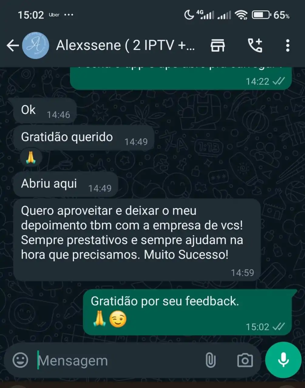 Captura de tela da conversa do cliente 9